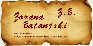 Zorana Batanjski vizit kartica